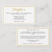 ミニマルでエレガントなゴールドのボーダー ウェディング レセプション エンクロージャーカード (正面/裏面)