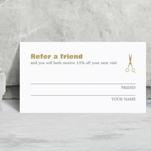 ミニマルでエレガントなゴールドホワイトの友達紹介カード 紹介カード