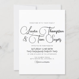 ミニマルでエレガントなスクリプト ブラック＆ホワイト シックなウェディング 招待状