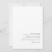 ミニマルでエレガントなタイポグラフィーのベビー写真 洗礼 招待状 (裏面)