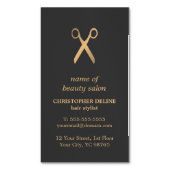 ミニマルでエレガントなダークグレーのフェイクな金ゴールドの美容師 マグネット名刺 (正面縦)