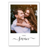 ミニマルでエレガントなブラックスクリプト写真 テーブルナンバー (正面)