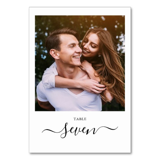 ミニマルでエレガントなブラックスクリプト写真 テーブルナンバー (正面)