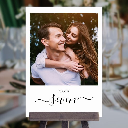 ミニマルでエレガントなブラックスクリプト写真 テーブルナンバー