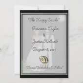 ミニマルでエレガントなブラック&ホワイト セーブザデート (裏面)