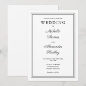 ミニマルでエレガントなモダンなボーダー結婚式 招待状 (正面/裏面)
