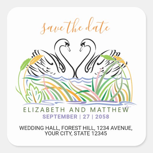 ミニマルでエレガントなラブデザイン スクエアシール (正面)