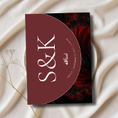 ミニマルでエレガントなワインレッドのイスラム教・ムスリムウェディング 招待状