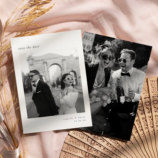 ミニマルでエレガントな写真の結婚予告 招待状