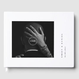 ミニマルでエレガントな写真付き Save the Date 招待状 ゲストブック