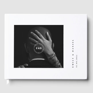 ミニマルでエレガントな写真付き Save the Date 招待状 ゲストブック