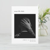 ミニマルでエレガントな写真付きSave the date 招待状 (スタンド正面)