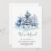 ミニマルでエレガントな松の木の転居発表 案内状 (正面/裏面)