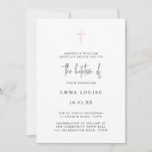 ミニマルでエレガントな水彩手書き洗礼 招待状 (正面)