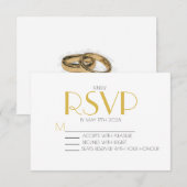 ミニマルでエレガントな白と金の結婚式 出欠カード (正面/裏面)