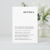 ミニマルでエレガントな結婚式の詳細カード エンクロージャーカード (スタンド正面)