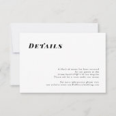 ミニマルでエレガントな結婚式の詳細カード 出欠カード (正面)