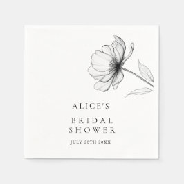 ミニマルでエレガントな花のイラスト ウェディングシャワーのナプキン スタンダードカクテルナプキン