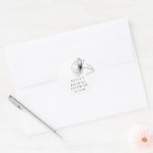 ミニマルでエレガントな花のイラスト ウェディングシャワー ラウンドシール (封筒)