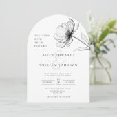 ミニマルでエレガントな花のウェディングアーチ 招待状 (スタンド正面)