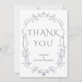 ミニマルでエレガントな花の結婚式のお礼カード サンキューカード (正面)