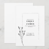 ミニマルでエレガントな花 招待状 (正面/裏面)