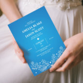 ミニマルでエレガントな青い結婚式の招待状 招待状