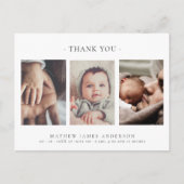 ミニマルでエレガントな3枚の写真のサンキュー ベイビー ポストカード (正面)