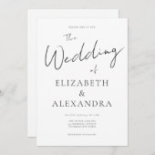 ミニマルでエレガントなQRコードスクリプト結婚式 招待状 (正面/裏面)