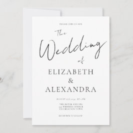 ミニマルでエレガントなQRコードスクリプト結婚式 招待状