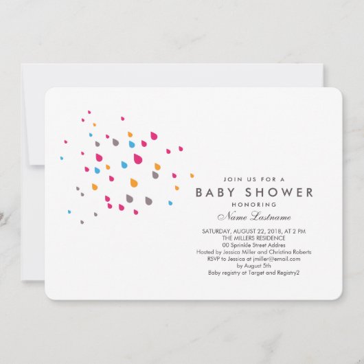 ミニマルでカラフルなベビーシャワー招待状（角丸） 招待状 (正面)