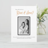 ミニマルでクラシックなシンプルなウェディングメイドオブオナー招待状 招待状 (スタンド正面)