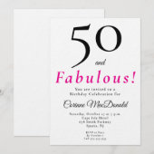 ミニマルでゴージャスな50歳の誕生日パーティー 招待状 (正面/裏面)