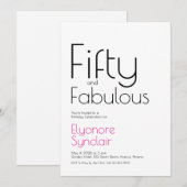 ミニマルでゴージャスな50歳の誕生日パーティー 招待状 (正面/裏面)