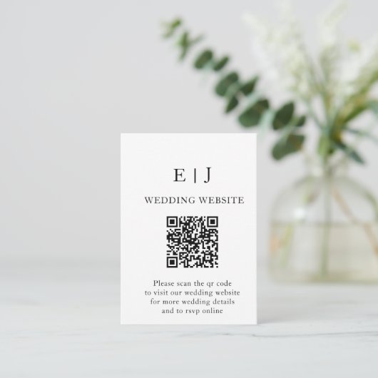 ミニマルでシック| 白と黒のウェディング エンクロージャーカード (スタンド正面)