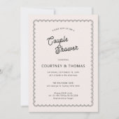 ミニマルでシンプルなウェーブ縁カップルシャワー 招待状 (正面)