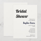 ミニマルでシンプルなオフホワイトのブライズシャワー 招待状 (正面/裏面)