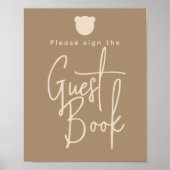 ミニマルでシンプルなクマのベビーシャワー ゲストブック (正面)