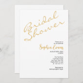 ミニマルでシンプルなゴールドとホワイトのブライズシャワー 招待状 (正面/裏面)