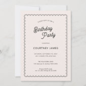 ミニマルでシンプルなスカート模様の誕生日パーティー 招待状 (正面)