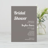 ミニマルでシンプルなダークシルバーのブライズシャワー 招待状 (スタンド正面)