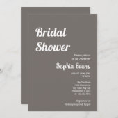 ミニマルでシンプルなダークシルバーのブライズシャワー 招待状 (正面/裏面)