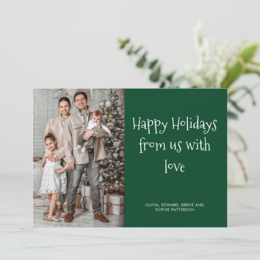 ミニマルでシンプルなハッピーホリデーズのスクリプト写真 シーズンカード (スタンド正面)
