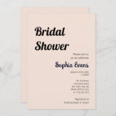 ミニマルでシンプルなピンククリームのブライダルシャワー 招待状 (正面/裏面)