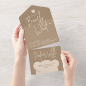 ミニマルでシンプルなモダンなリトルベアのベイビーシャワー オールインワン招待状 (貼ってはがせる)