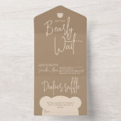 ミニマルでシンプルなモダンなリトルベアのベイビーシャワー オールインワン招待状 (内側)