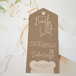 ミニマルでシンプルなモダンなリトルベアのベイビーシャワー オールインワン招待状