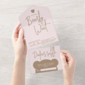 ミニマルでシンプルなモダンなリトルベアのベイビーシャワー オールインワン招待状 (貼ってはがせる)