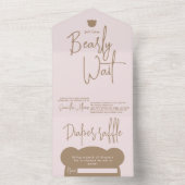 ミニマルでシンプルなモダンなリトルベアのベイビーシャワー オールインワン招待状 (内側)