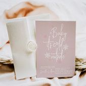 ミニマルでシンプルなモダンな冬のベビーガールシャワー 招待状